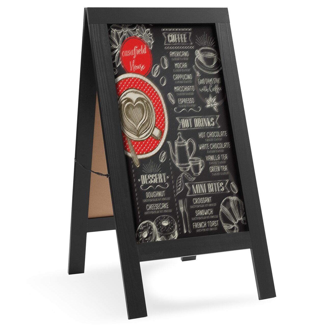 Casafield A Frame Chalkboard Sign, 40" x 20" Double-Sided Magnetic Menu Board for Restaurants, Sandwich Shops, Cafés, Sidewalks, Weddings